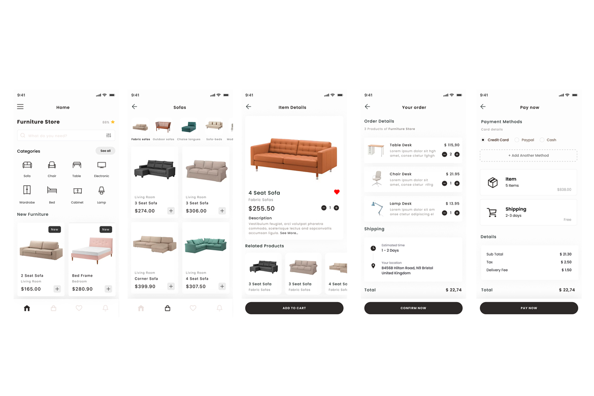 Furniture Ecommerce Shop & Sofa Store App Ui Kit - 2