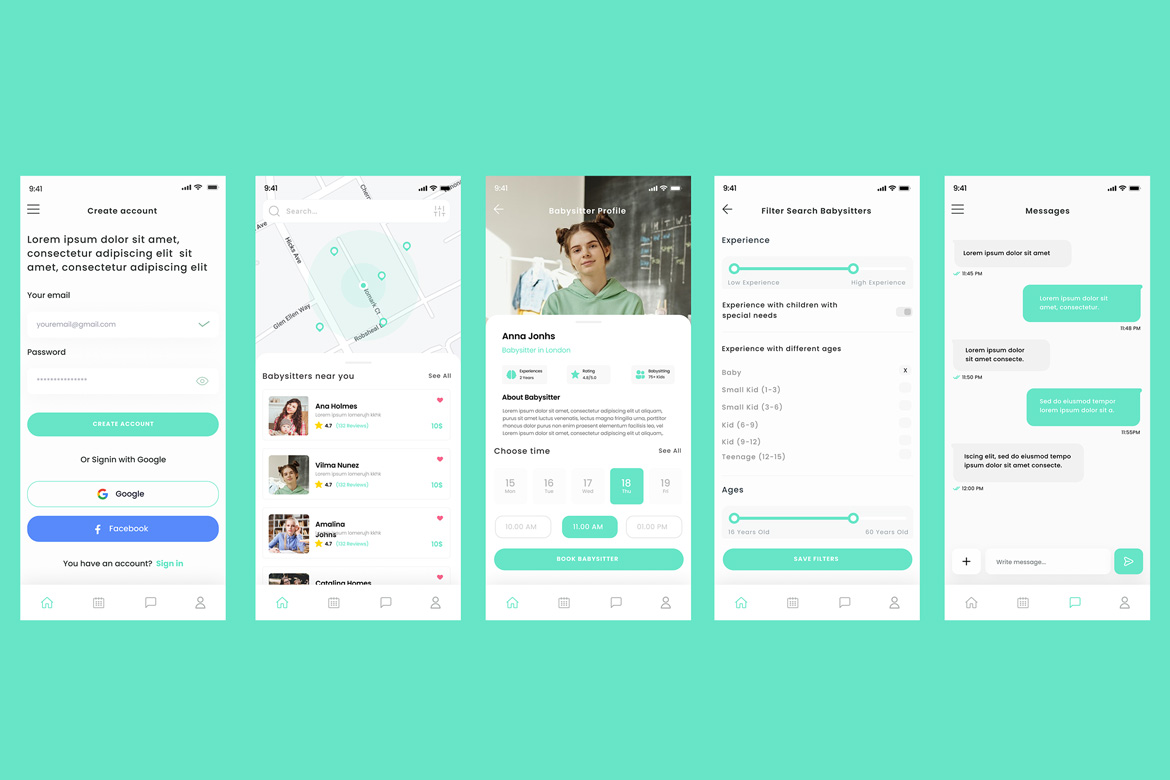 Babysitter, Babysitting, Nanny, Child-care App UI - 2