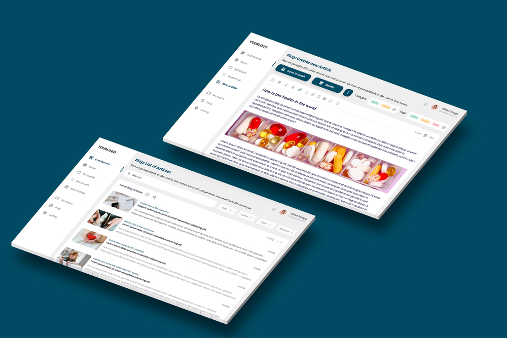Blog, Create new & List of Articles Dashboard CMS - 1