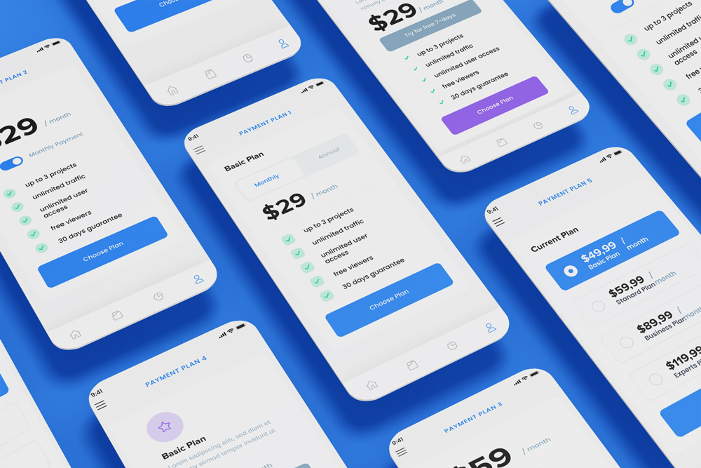 Payment Plan & Services Plans Screens App UI Kit - 1