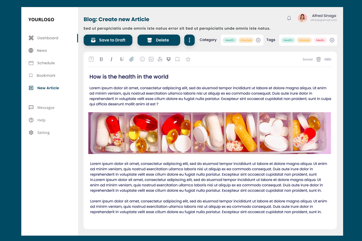 Blog, Create new & List of Articles Dashboard CMS - 2