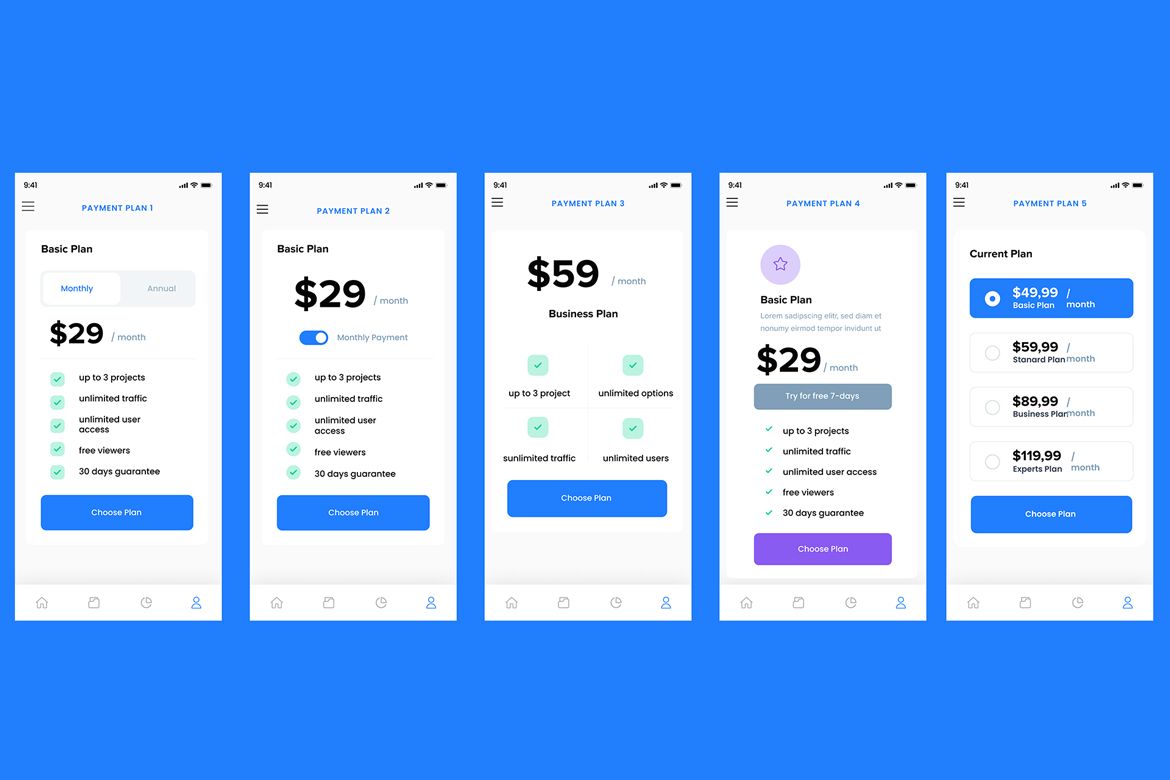 Payment Plan & Services Plans Screens App UI Kit - 2